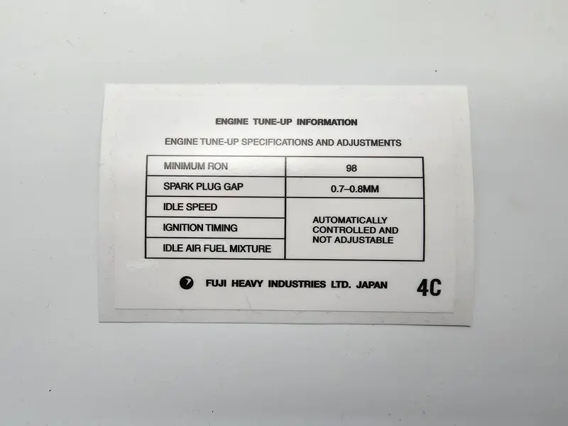 Wrx Gd/Gg Tune Up 4C (Turbo) Sticker 1