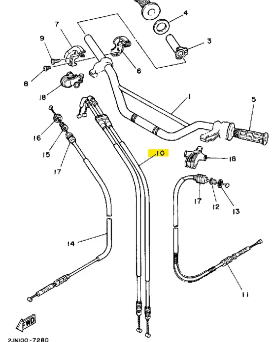Yamaha Throttle Cable Assembly 1