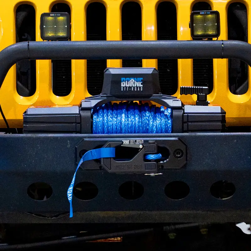 Borne Off-Road 12,000-Lb Winch With Blue Synthetic Rope 1