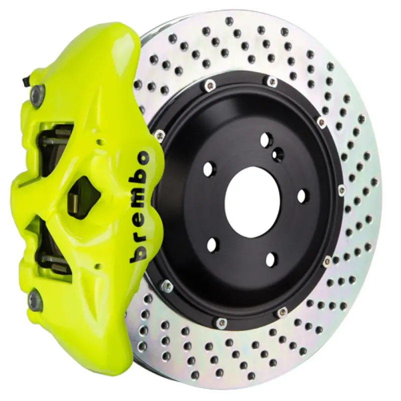 Brembo Gt Big Brake Kit – Rear, 380X28Mm Two-Piece Drilled Rotors, 4-Piston Calipers, Fluorescent Yellow Finish (2008–2015 Land Cruiser/Lx570) 1