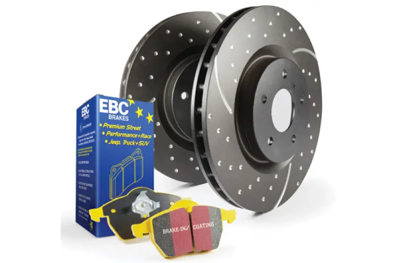 Ebc Yellowstuff Brake Pad & Gd Drilled & Slotted Rotor Kit – High-Performance Street & Track Package 1