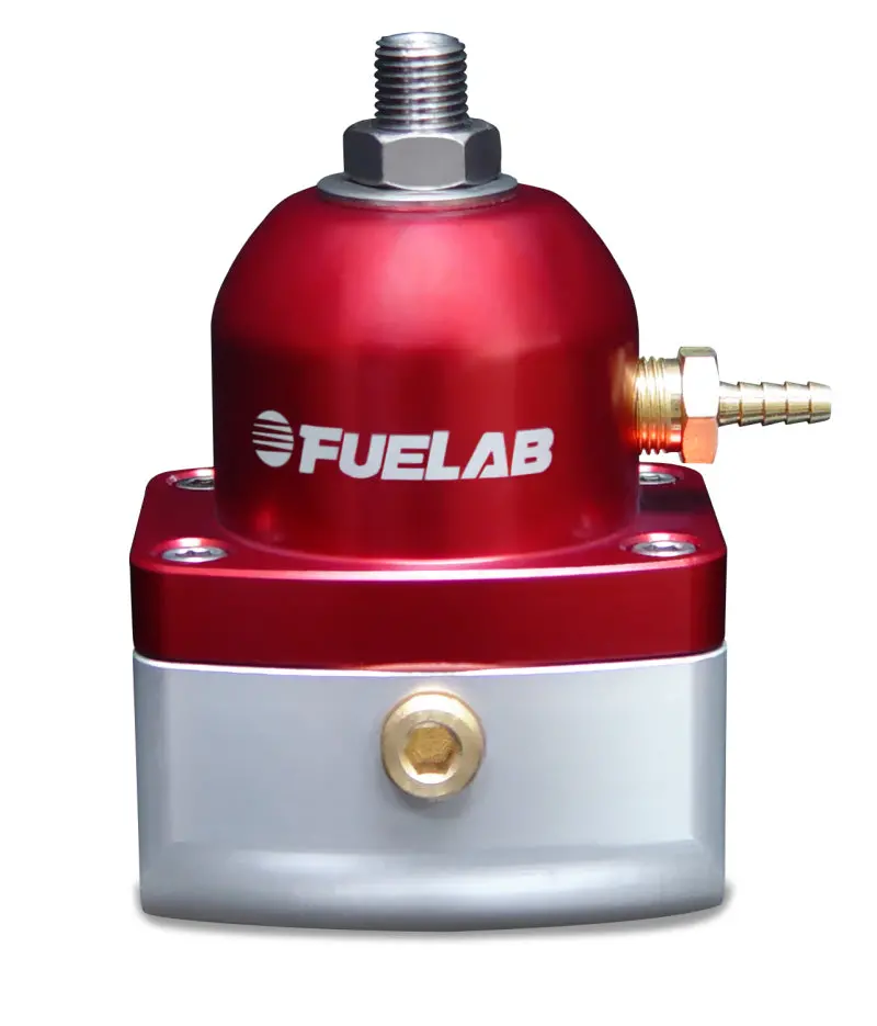 Fuelab 515 Adjustable Carburetor Fuel Pressure Regulator – 4–12 Psi, Dual -10An Inlet, Single -6An Return, Red Finish 1