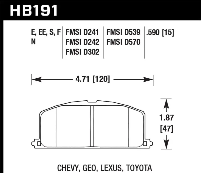 Hawk Performance Front Race Brake Pads For Chevy Nova, Geo Prizm, And Toyota Models 1