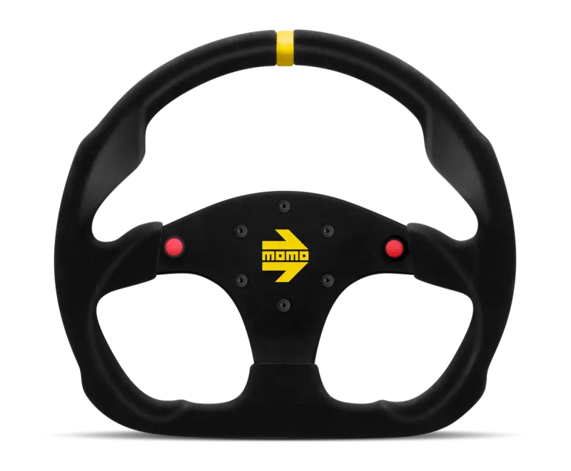 Momo Mod30 Steering Wheel – 320Mm Diameter, Black Suede Grip, Black Spokes, Single Stripe Accent 1