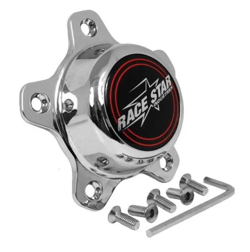 Race Star Chrome 5-Lug Wheel Cap Kit – Includes Medallion & Mounting Hardware 1