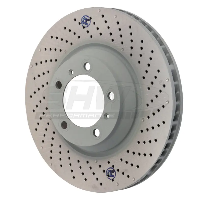 Shw Drilled & Dimpled Front Brake Rotor For 2007–2013 Porsche 911 Turbo (997) – Right Side, Non-Ceramic Brake Compatible 1