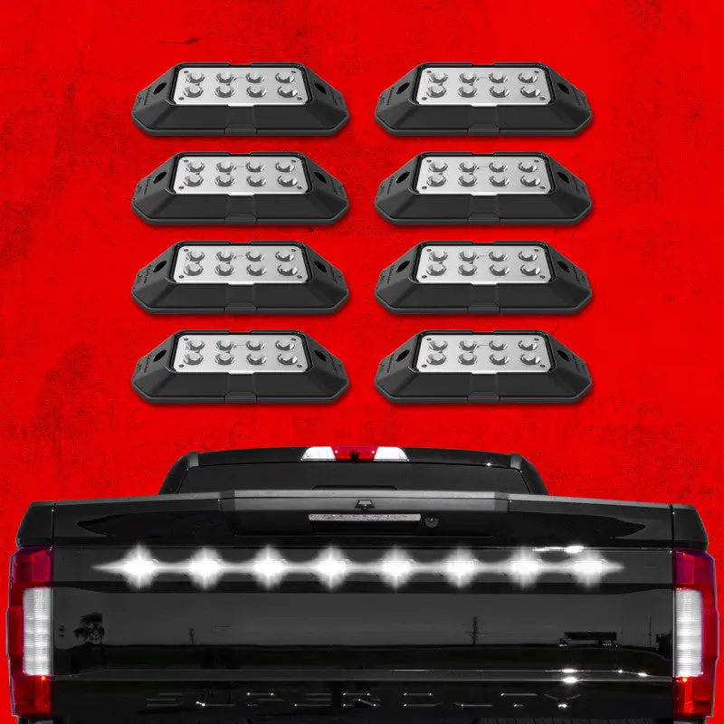 Xk Glow Strobe Pod Lights – 8-Piece White Led Set With Traffic Modes & Solid-On Functionality 1